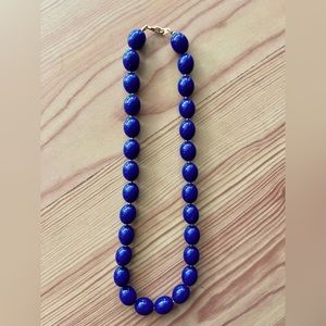 Vintage royal blue and gold beaded necklace